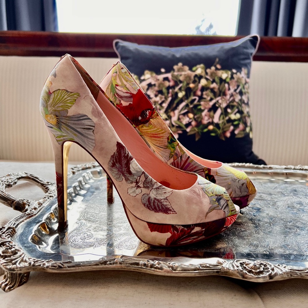 Ted Baker floral 5 inch platform heels